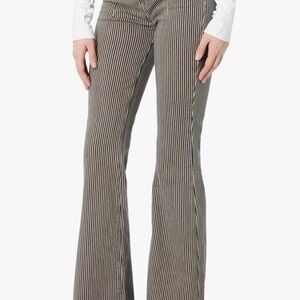 Free People Jayde Flare Jean High Rise Denim Railroad Train Car Stripe Size 26
